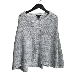White House Black Market Gray Knit Poncho